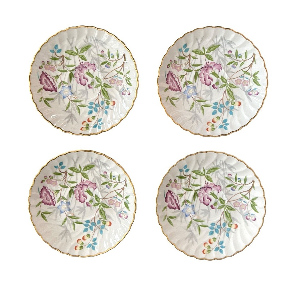 Syracuse‎ China Jewel Tree Saucers Floral Cottagecore Set Of 4 Vintage